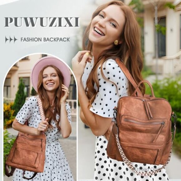 PU Leather Backpack Purse with Multiple Pockets, Waterproof, Adjustable Straps main image 4